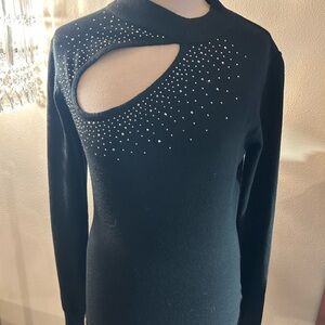 Chic Black Sweater with Rhinestone Detailing